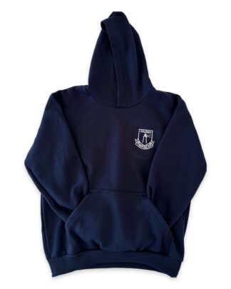 Buzo Azul con capucho Secundario — uniforme escolar Muelle Austral